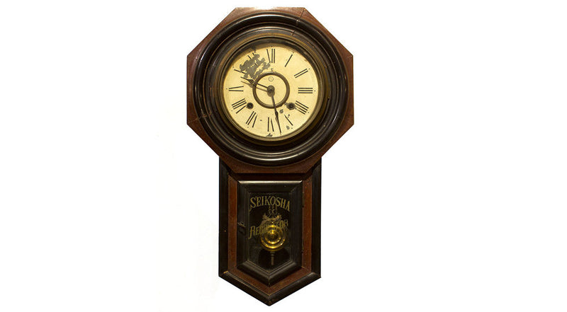 deep brown Beautiful Japanese Antique Wall Clock Octagonal Pendulum