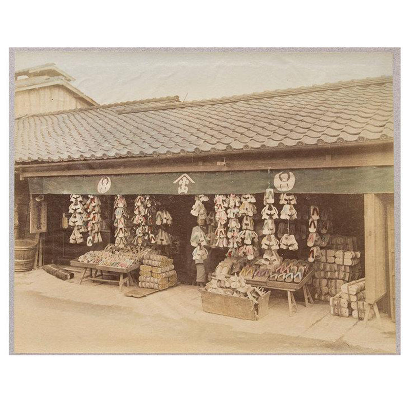 Hand-tinted Meiji Era Photograph | Geta (Shoe) Shop| Japanese Antique Photography | Albumen Photography | Japanese Decor