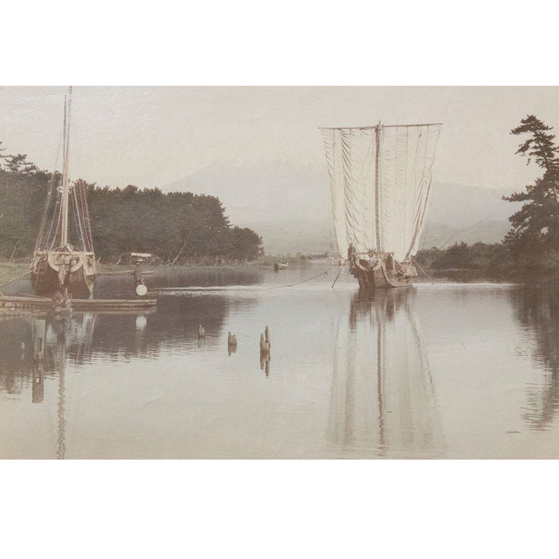 Framed Hand-tinted Meiji Era Photograph | Fujiyama From Tagonoura Suruga | Japanese Antique Photography | Albumen Photography | Japanese Decor