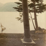 Chuzenji Lake with Torri Gate |  Hand Tinted Antique Albumen Print.