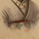 Hand Tinted Albumen Portrait of a Young Woman in Chirimen Kimono