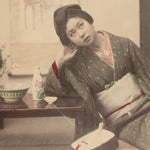 Female Musician |  Hand Tinted Japanese Albumen Photograph