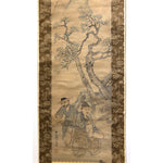 Japanese Art Ink Wash Painting on Scroll Scholar Mountains 