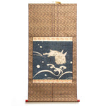 Rabbit and Waves Japanese Art  Scroll