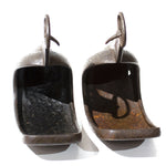 Japanese Antiques Abumi Pair of Stirrups with a Crab Motif