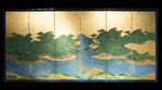 six panel screen with landscape and boat