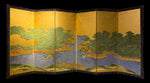 six panel hinged screen with landscape