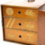 Lacquered Box with Crests Japanese Antique Storage Box
