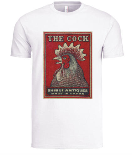 White "Shibui Antiques" - The Cock" Matchbox Cover T-Shirt
