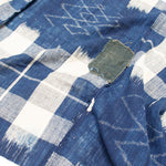 Japanese Indigo Boro Kasuri Cloth with Well Crib Design