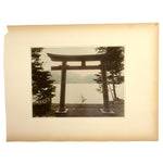 Chuzenji Lake with Torri Gate |  Hand Tinted Antique Albumen Print.