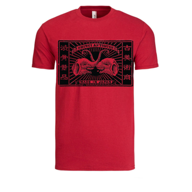 Red "Dueling Elephants" Matchbox Cover T-Shirt