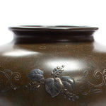 Taisho era  Bronze Flower Vase with mixed metal and silver inlay