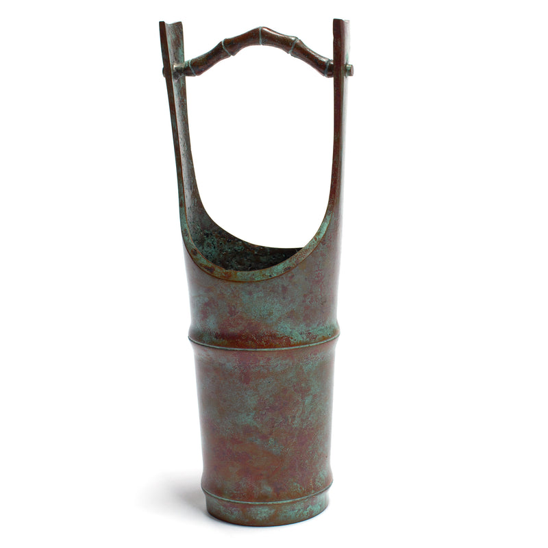 Vintage Bronze Vase in the Form of a Bamboo Bucket