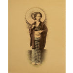 Antique Hand Tinted Albumen Japanese Photography | Woman with Parasol